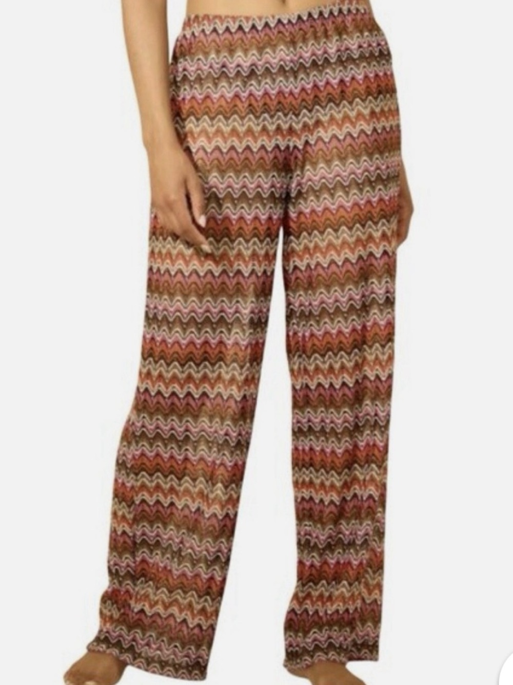 Shade & Shore Zig-Zag Crochet Swim Cover Up Pants Multicolored Medium